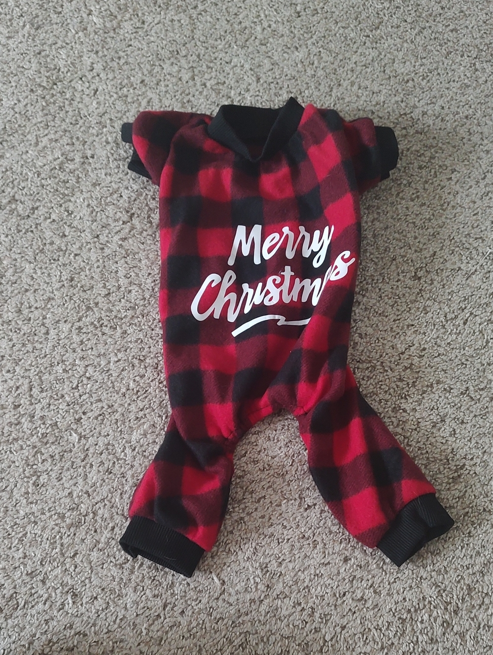Merry Christmas Red Plaid Pet One-Piece